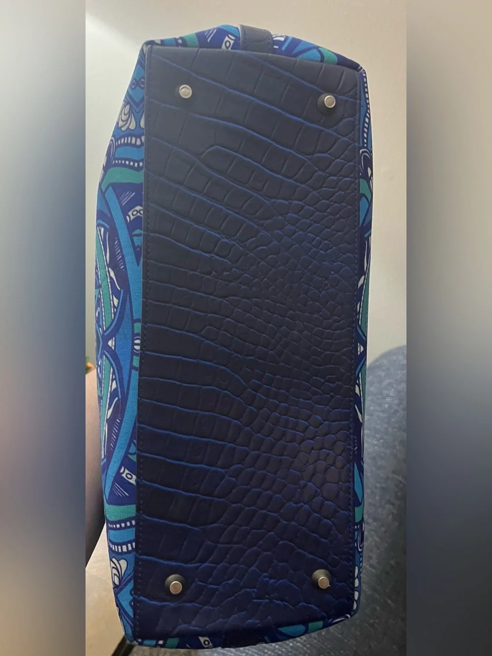 VAIZA Blue Mandala Print Tote Bag